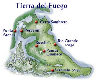 Mapa de Tierra del Fuego