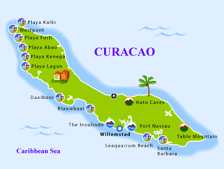 curacao beach map overview 2